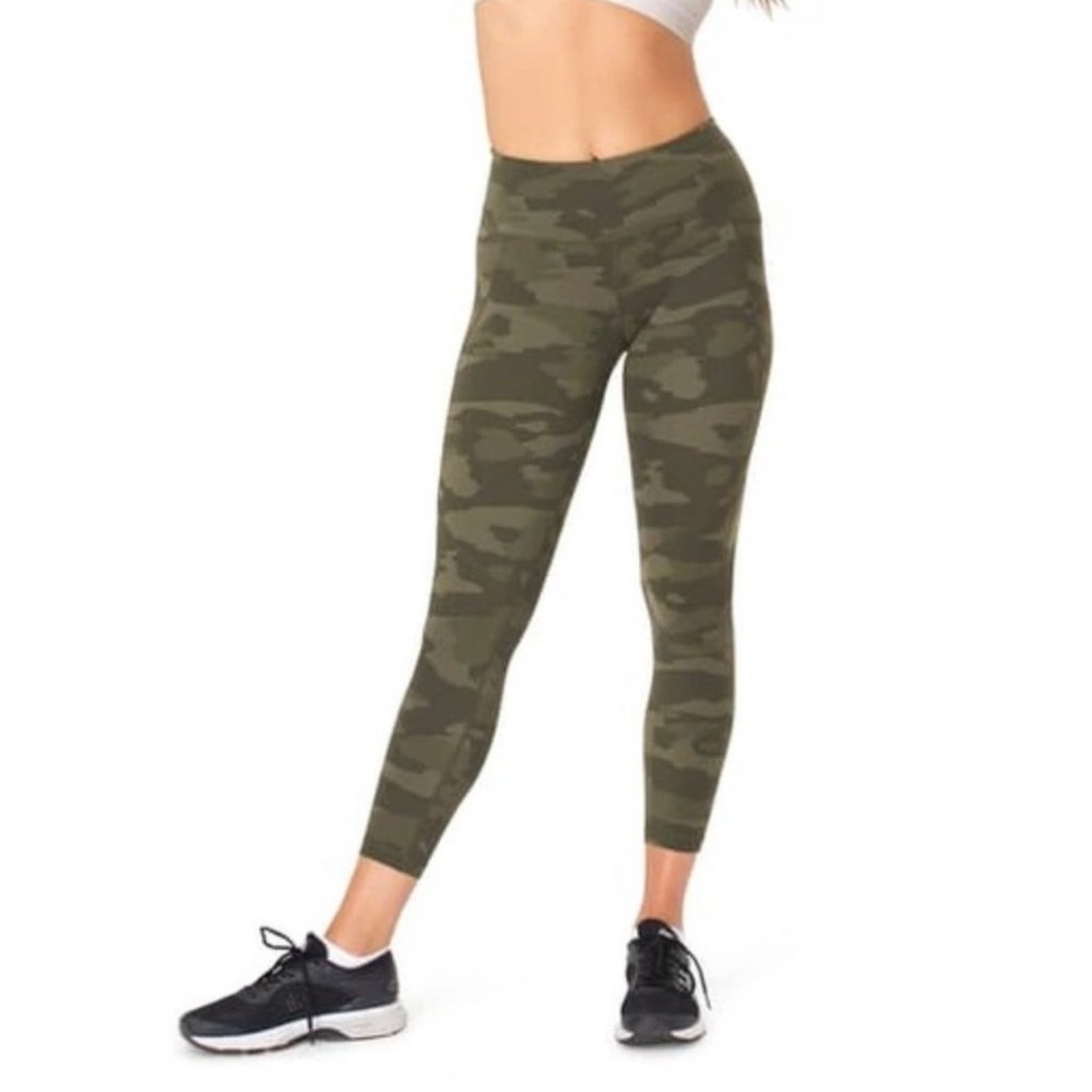 Sweaty Betty Power Leggings 7/8 Length Olive Green Camo Size XL EUC